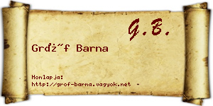 Gróf Barna névjegykártya